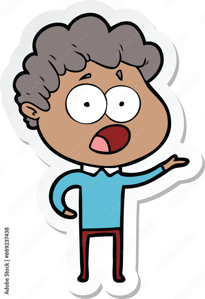 sticker of a cartoon man gasping in surprise sticker of a cartoon man gasping in surprise