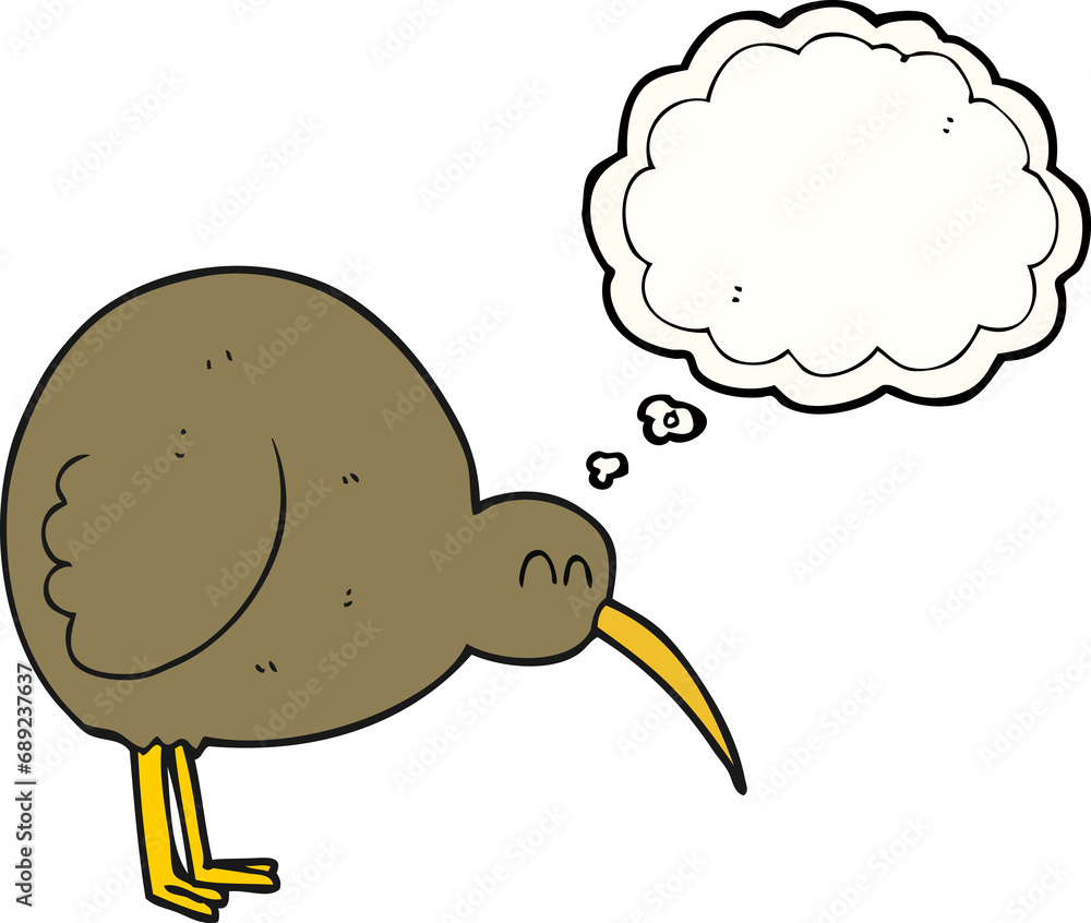 freehand drawn thought bubble cartoon kiwi bird freehand drawn thought bubble cartoon kiwi bird