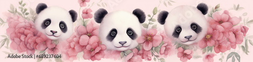 Cute cartoon bear panda black funny white design animal background background