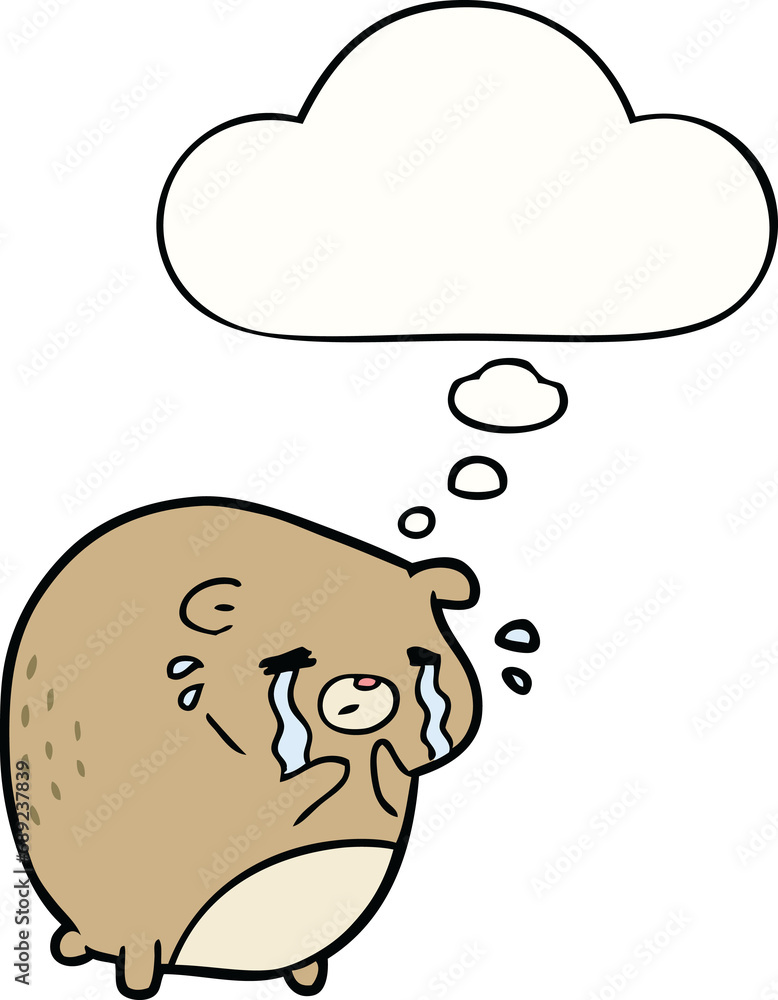 cartoon crying bear with thought bubble cartoon crying bear with thought bubble