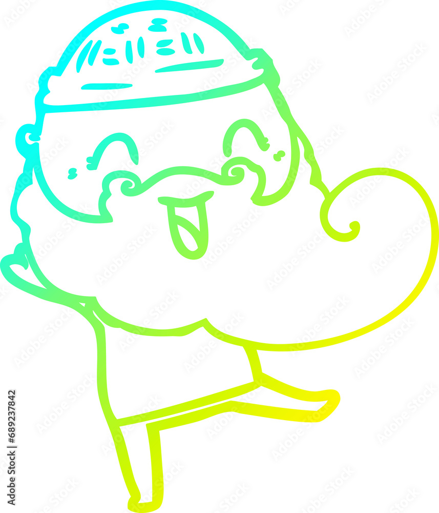 cold gradient line drawing of a happy bearded man cold gradient line drawing of a happy bearded man