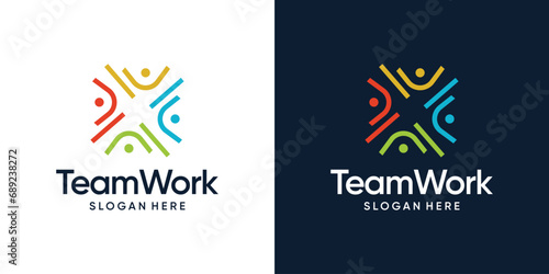 Community Logo Icon Elements Template. Community human Logo template vector. Community health care. Abstract Community logo. Vector Premium