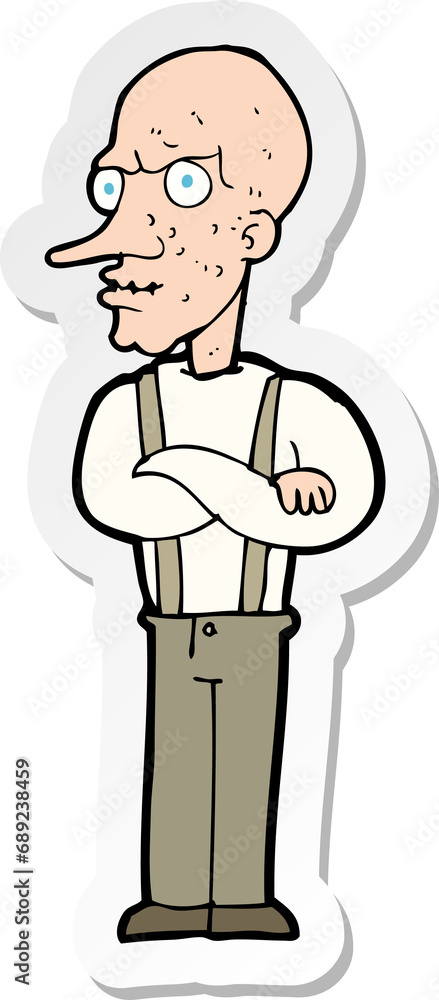 sticker of a cartoon mean old man sticker of a cartoon mean old man