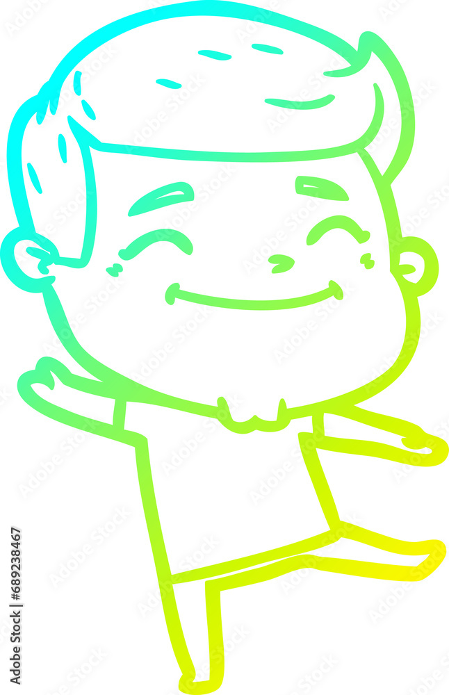 cold gradient line drawing of a happy cartoon man cold gradient line drawing of a happy cartoon man