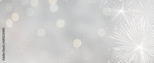 abstract group of fireworks light and glitter on gray color background for anniversary season and happy new year festival countdown concept