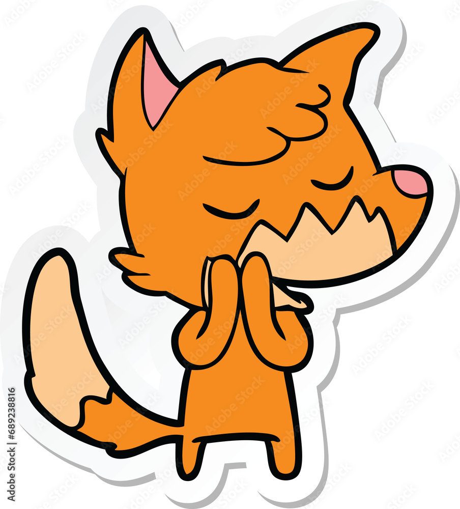 sticker of a friendly cartoon fox sticker of a friendly cartoon fox