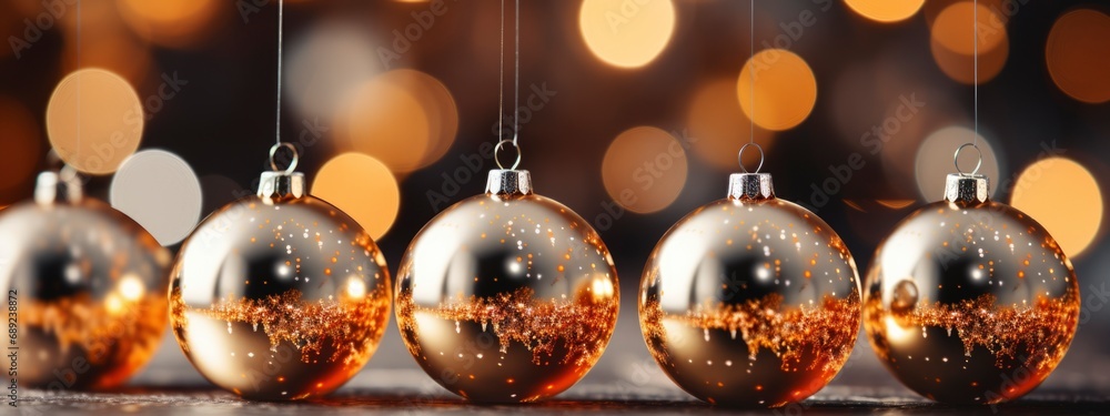 style gilded glamour for new year. Christmas holiday concept. beautiful golden New Year decorations on blurred background. banner style gilded glamour for new year. Christmas holiday concept. beautiful golden New Year decorations on blurred background. banner