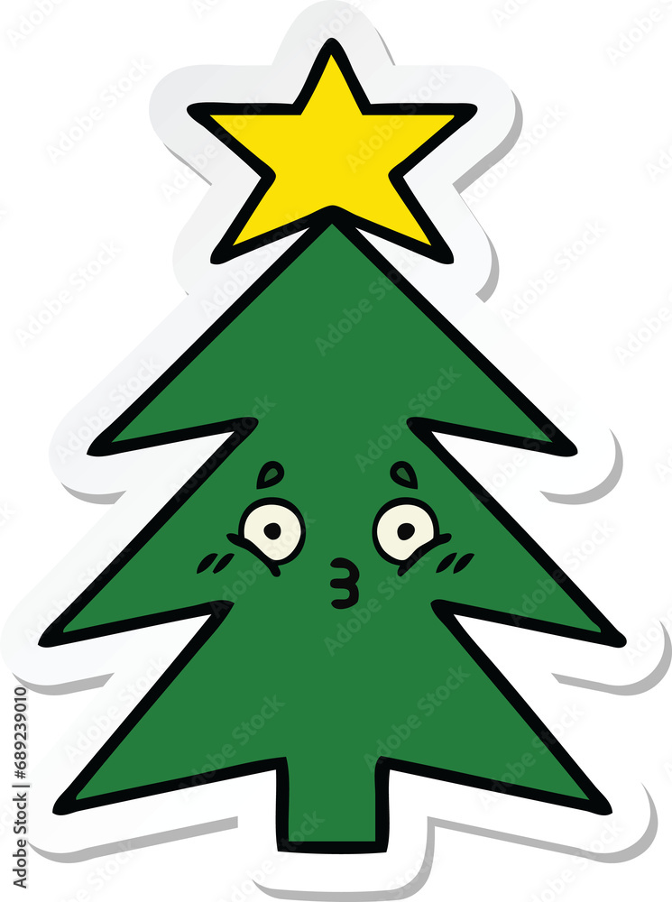 sticker of a cute cartoon christmas tree sticker of a cute cartoon christmas tree