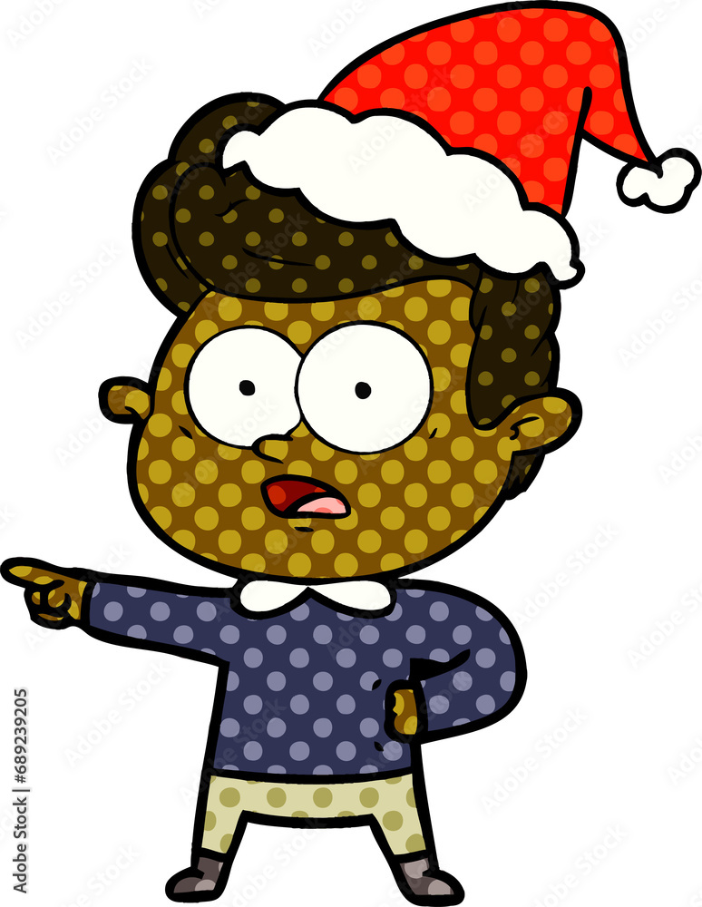hand drawn comic book style illustration of a staring man wearing santa hat hand drawn comic book style illustration of a staring man wearing santa hat
