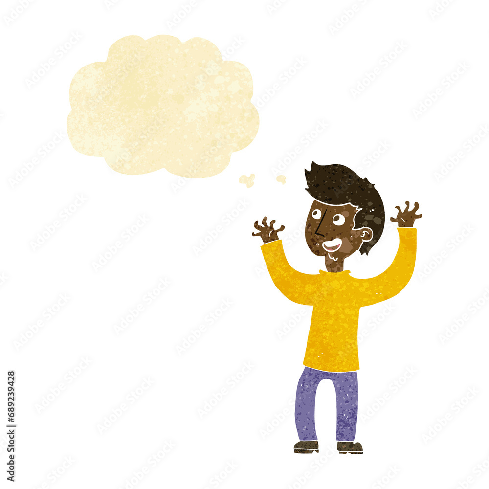 cartoon happy man with thought bubble cartoon happy man with thought bubble