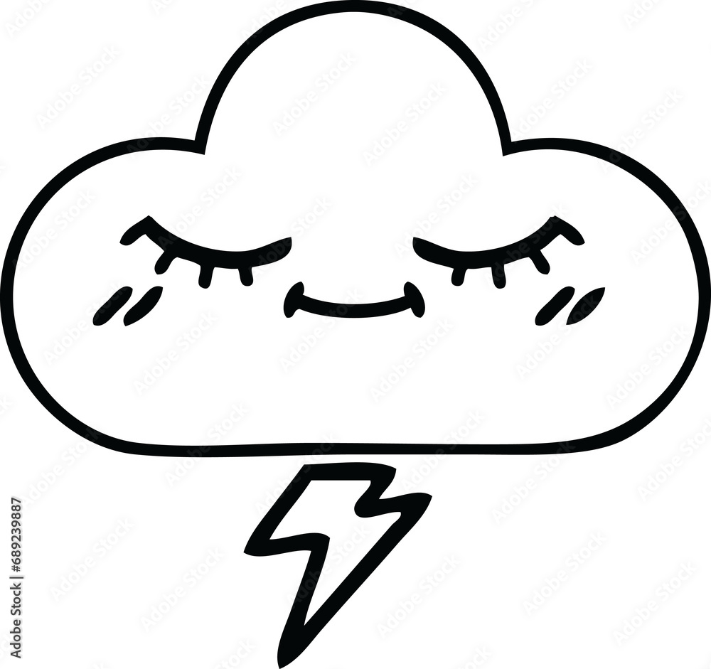 line drawing cartoon of a storm cloud line drawing cartoon of a storm cloud