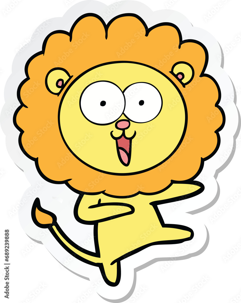 sticker of a happy cartoon lion sticker of a happy cartoon lion