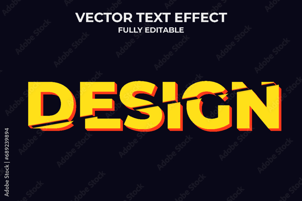 Vector editable 3d text effect template. Cut text effect