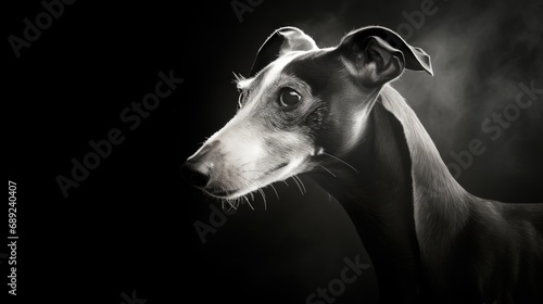 Close-up portrait of a pedigree dog in monochrome style. Illustration for cover  postcard  interior design  banner  brochure  etc.