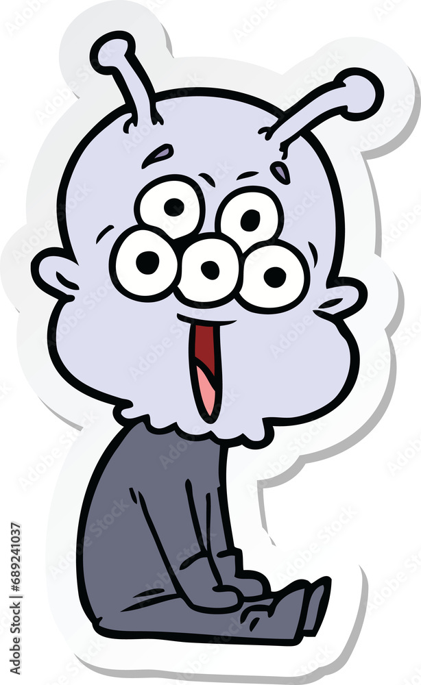 sticker of a happy cartoon alien sticker of a happy cartoon alien