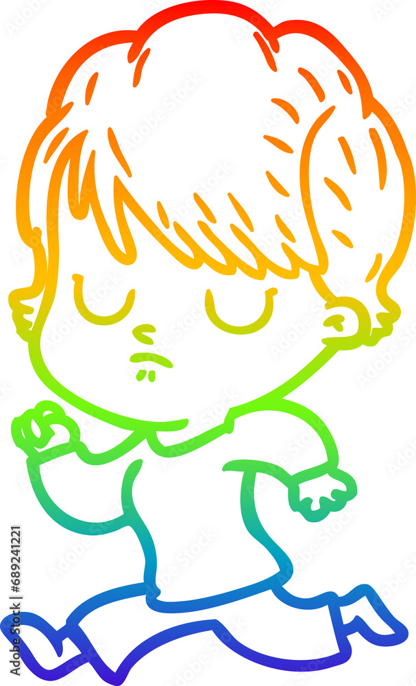 rainbow gradient line drawing of a cartoon woman rainbow gradient line drawing of a cartoon woman