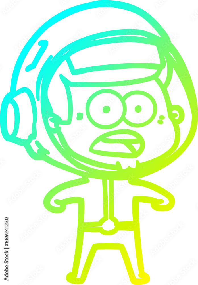 cold gradient line drawing of a cartoon surprised astronaut cold gradient line drawing of a cartoon surprised astronaut