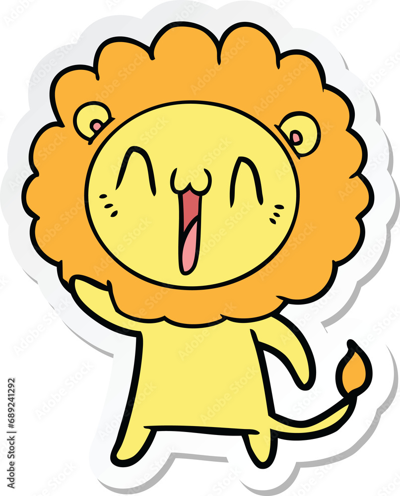 sticker of a happy cartoon lion sticker of a happy cartoon lion