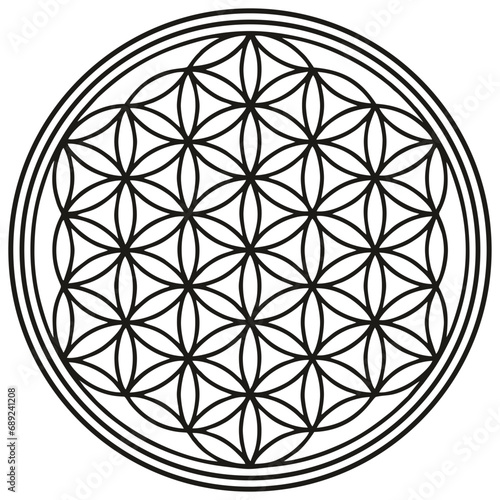 Flower of life spiritual symbol circle ring