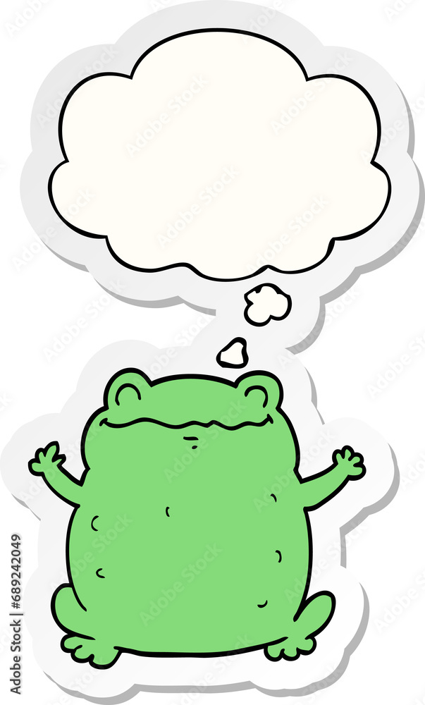 cartoon toad with thought bubble as a printed sticker cartoon toad with thought bubble as a printed sticker