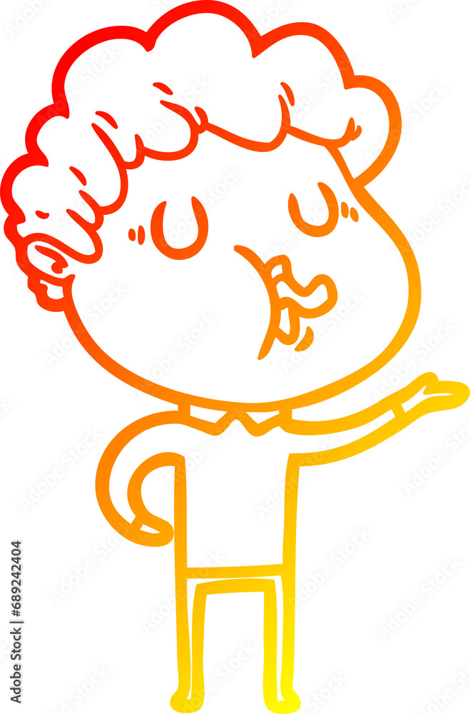 warm gradient line drawing of a cartoon man singing warm gradient line drawing of a cartoon man singing