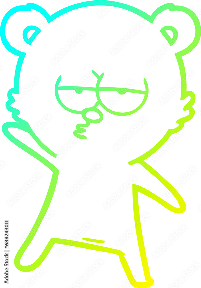 cold gradient line drawing of a bored bear cartoon cold gradient line drawing of a bored bear cartoon