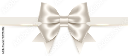 White bow and ribbon. Vector illustration