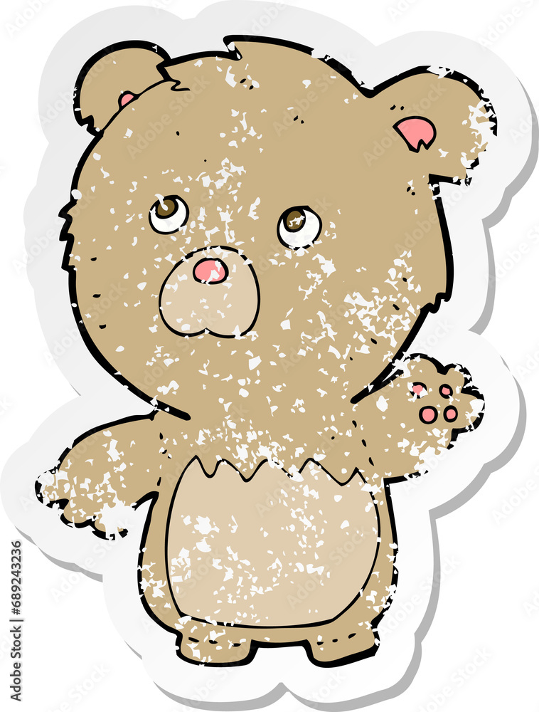 retro distressed sticker of a cartoon teddy bear retro distressed sticker of a cartoon teddy bear