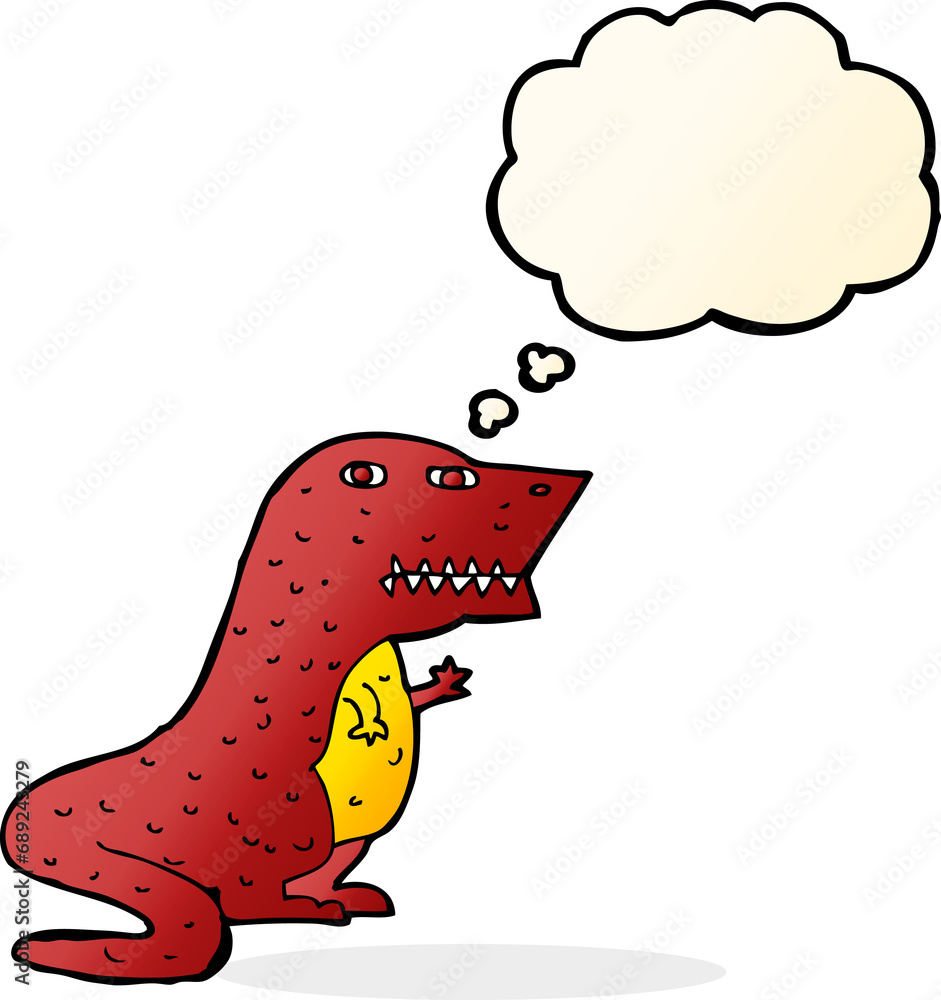 cartoon dinosaur with thought bubble cartoon dinosaur with thought bubble