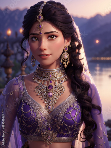 Radiant Indian Bride: A Beautiful Portrait of an Attractive Bride in Traditional Wedding Attire, generative ai