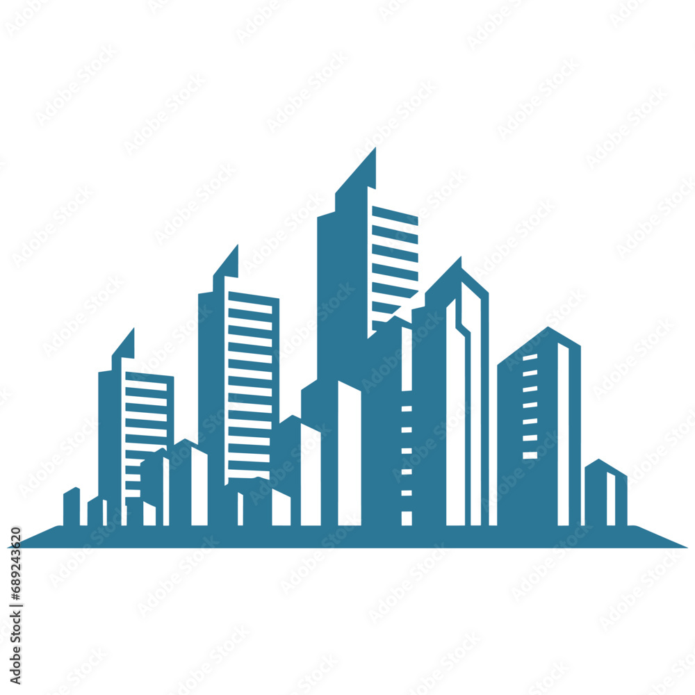 City Buildings logo vector Silhouette isolated on a white background