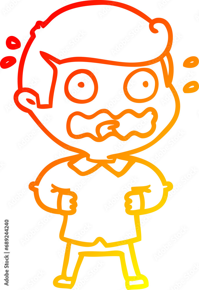 warm gradient line drawing of a cartoon man totally stressed out warm gradient line drawing of a cartoon man totally stressed out