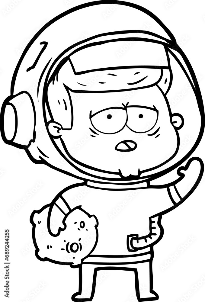 cartoon tired astronaut