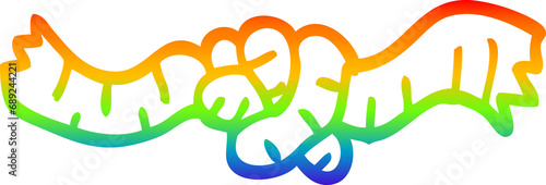 rainbow gradient line drawing of a cartoon rope knot