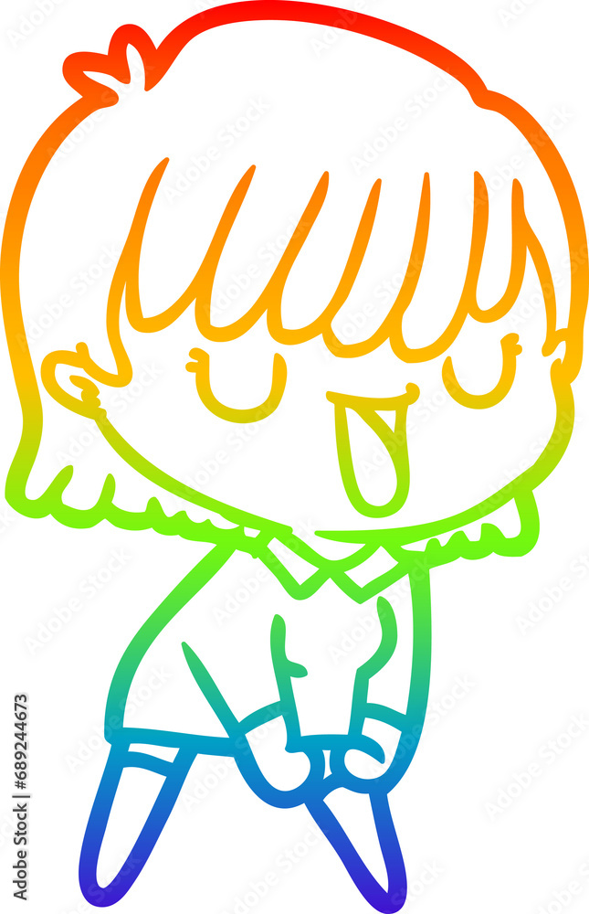 rainbow gradient line drawing of a cartoon woman rainbow gradient line drawing of a cartoon woman