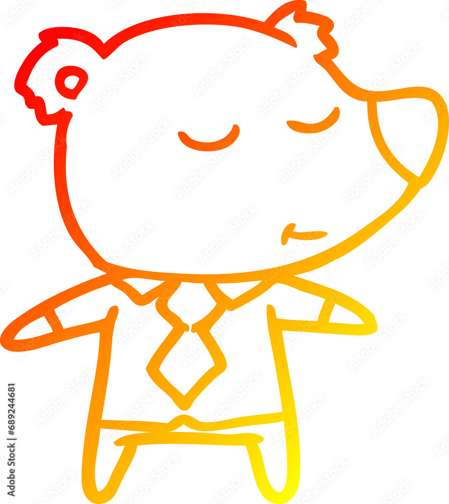 warm gradient line drawing of a happy cartoon bear wearing shirt warm gradient line drawing of a happy cartoon bear wearing shirt