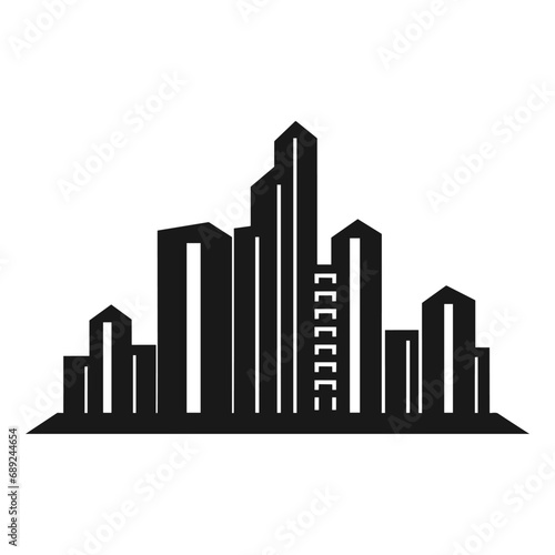 A City Building Silhouette vector isolated on a white background