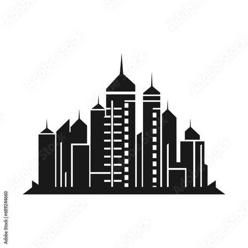 A City Building Silhouette vector isolated on a white background