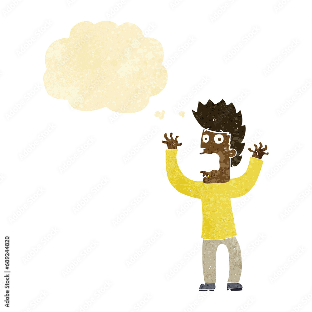 cartoon terrified man with thought bubble cartoon terrified man with thought bubble