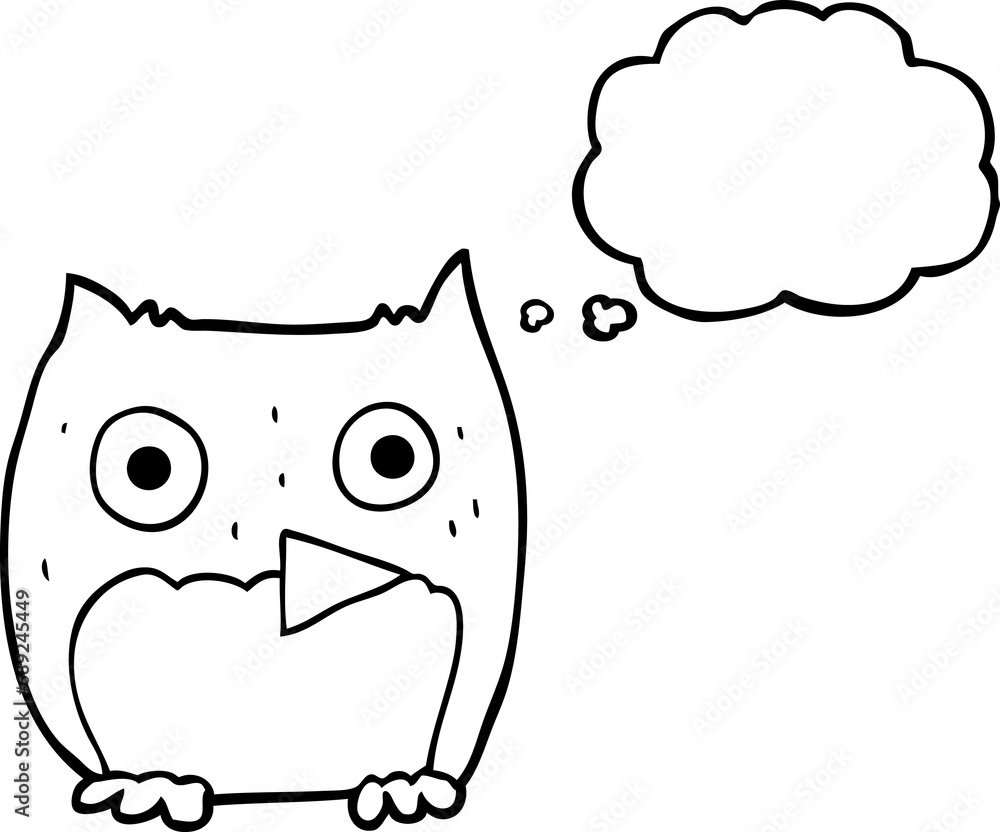 freehand drawn thought bubble cartoon owl freehand drawn thought bubble cartoon owl