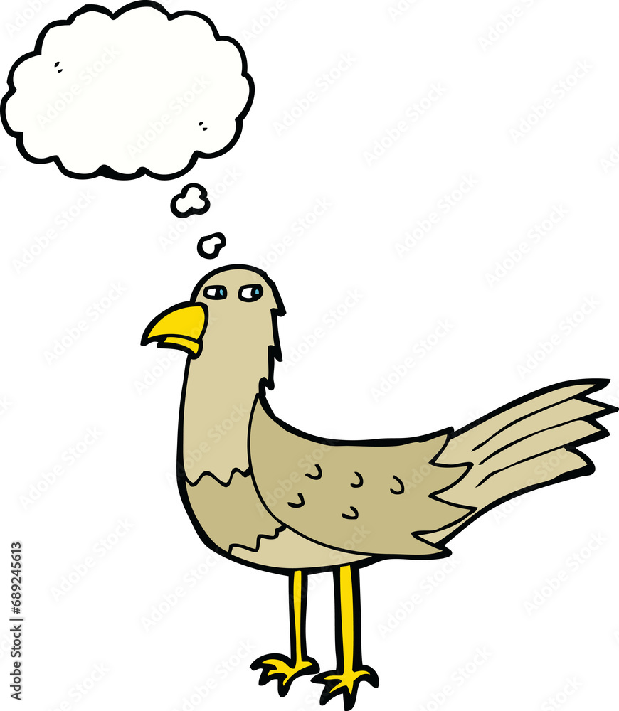 cartoon bird with thought bubble cartoon bird with thought bubble