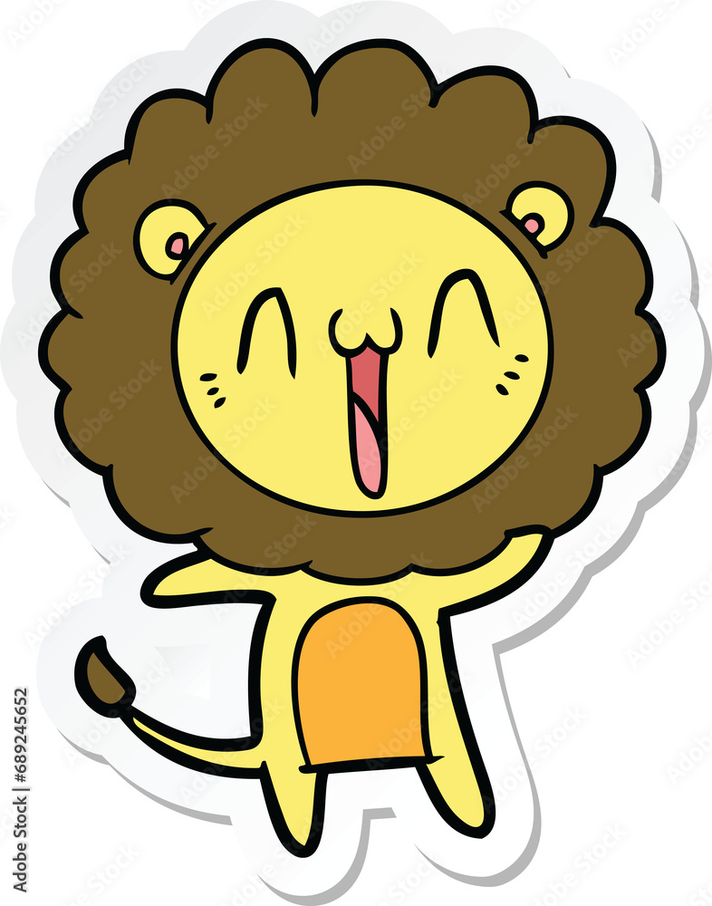 sticker of a happy cartoon lion sticker of a happy cartoon lion