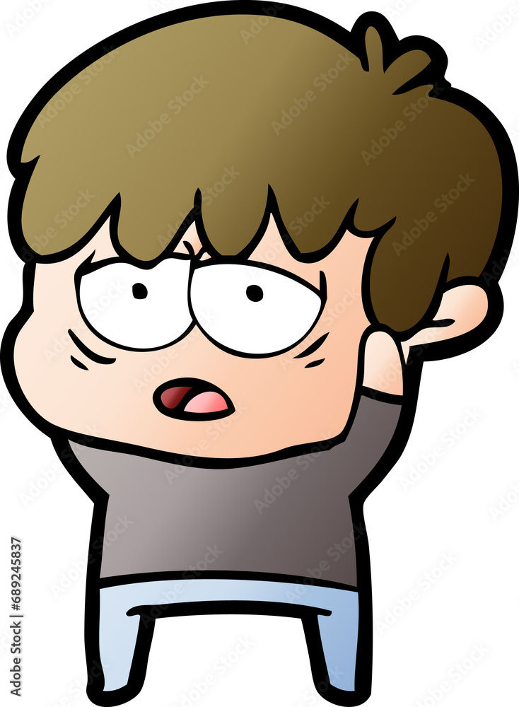 Obraz premium cartoon exhausted boy