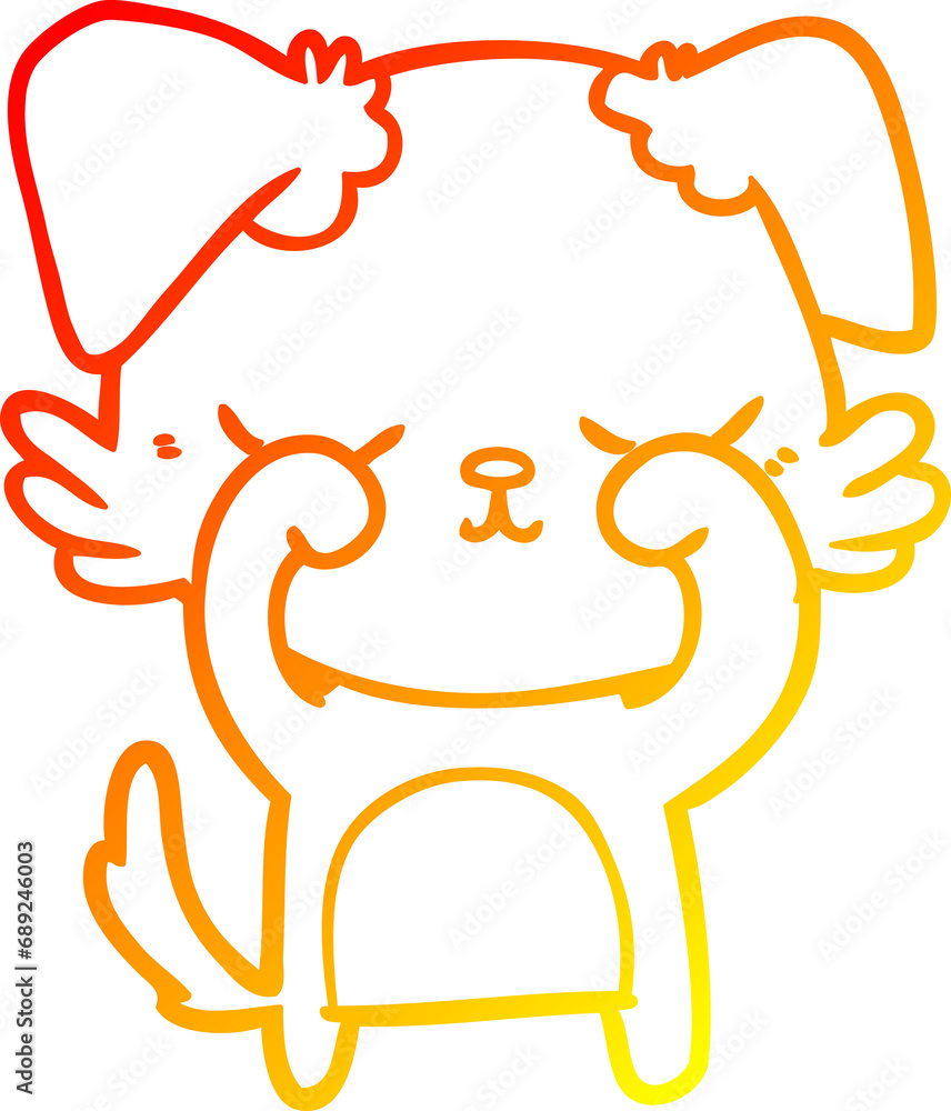 warm gradient line drawing of a cute cartoon dog warm gradient line drawing of a cute cartoon dog