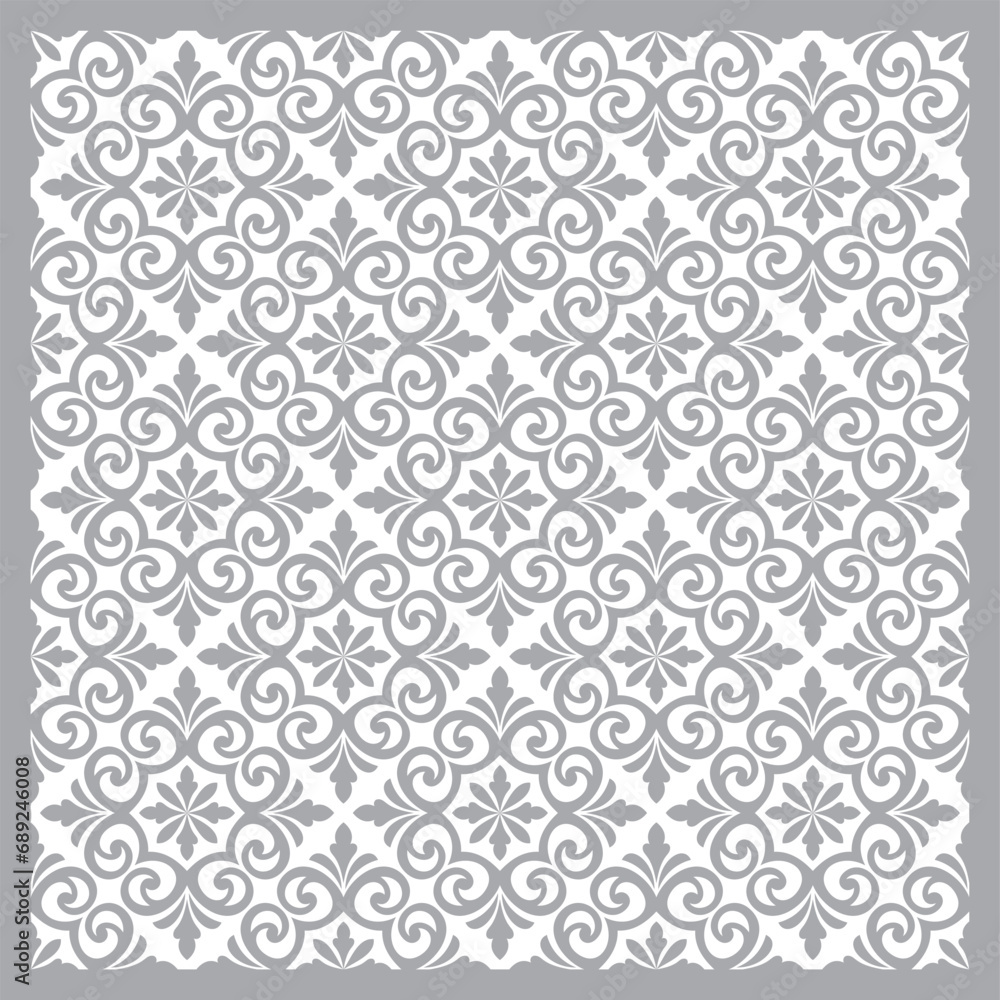 Floral Ornamental tiles seamless vector pattern. Abstract arabesque background.