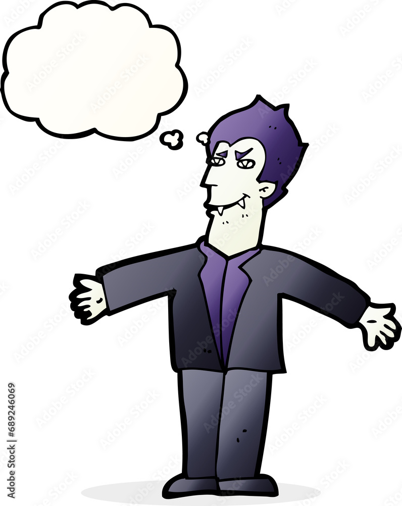 cartoon vampire man with open arms with thought bubble cartoon vampire man with open arms with thought bubble