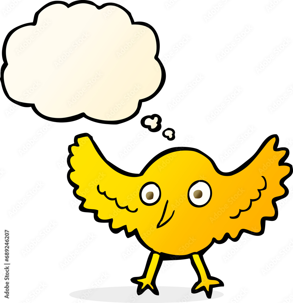 cartoon bird with thought bubble cartoon bird with thought bubble
