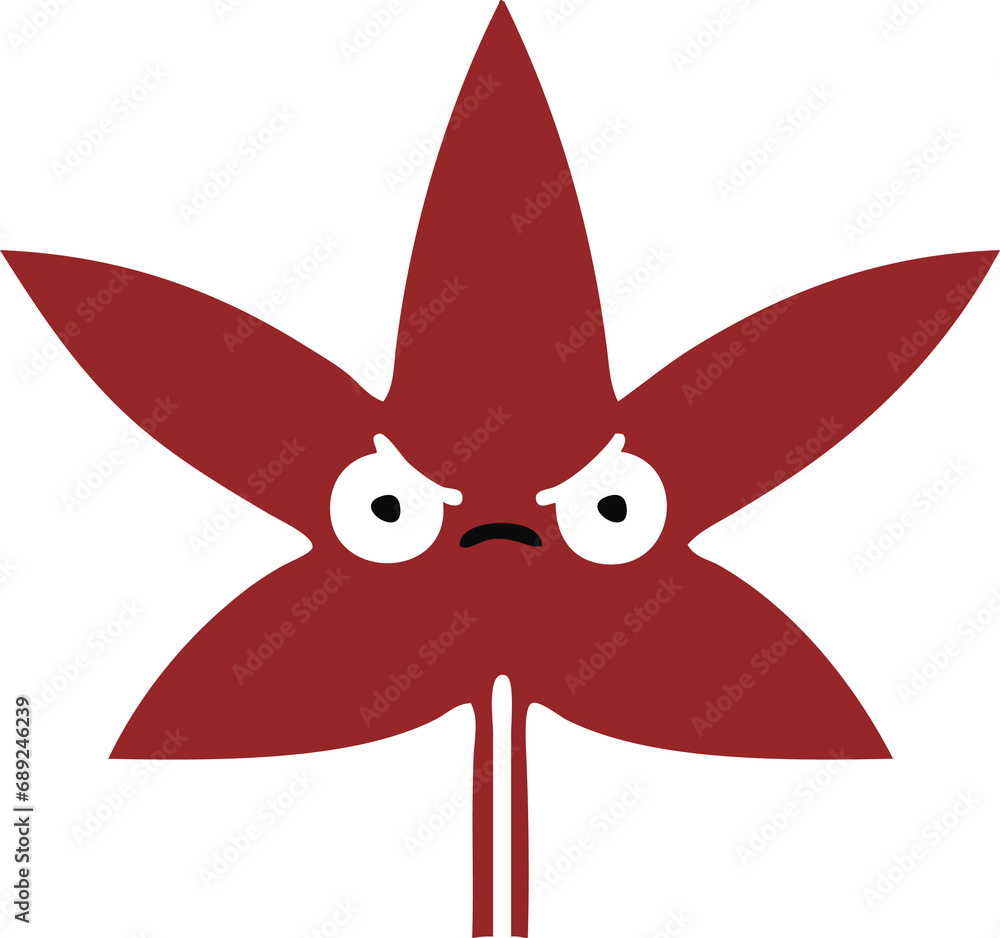 flat color retro cartoon of a autumnal leaf flat color retro cartoon of a autumnal leaf