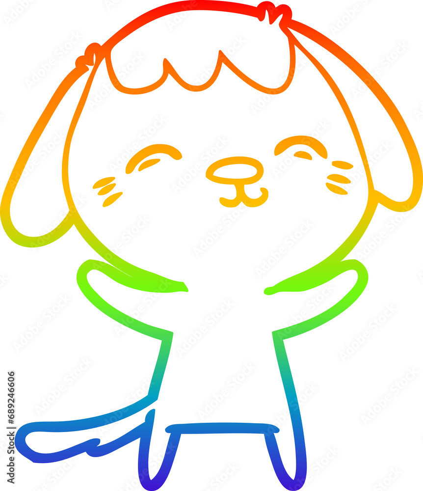rainbow gradient line drawing of a happy cartoon dog rainbow gradient line drawing of a happy cartoon dog