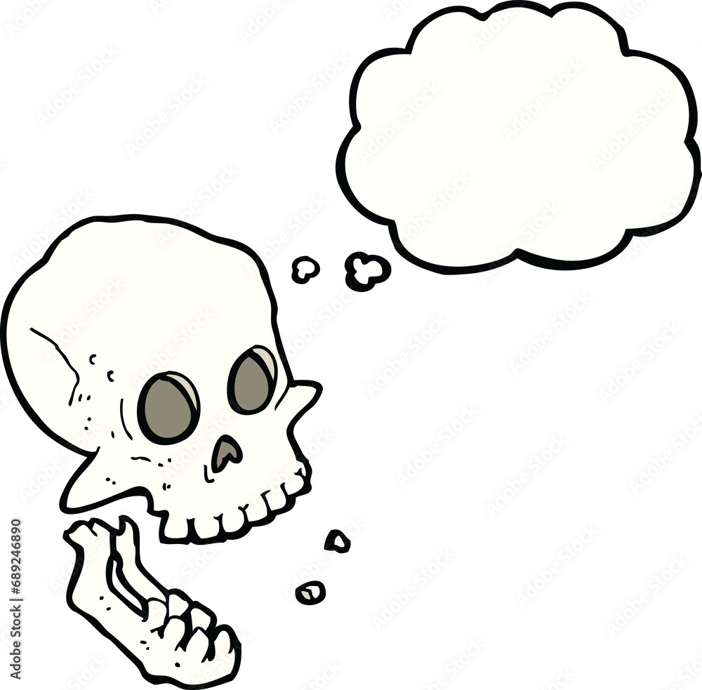 cartoon laughing skull with thought bubble cartoon laughing skull with thought bubble